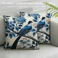 thumbnail image 3 of Nawypu  Navy Blue Chinoiserie Peony Flower Cushion Cover Blue Indigo Floral and Bird Throw Pillow Covers Chinoiserie Chic Accent Pillow 16x16in White Pillows for Bedroom Sofa Couch, 3 of 5