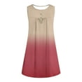 thumbnail image 3 of QUINDOS Dresses for Women 2025 Sleeveless Casual Sundress V-neck Sun Dresses Summer Gradient Color Pleated Button Mini Knee High Womens Dresses, 3 of 4