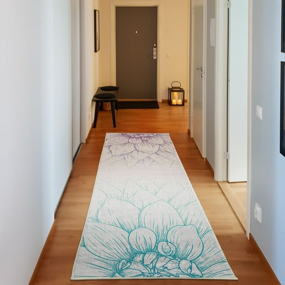Dahlia Flower Decorative Rug, Simplistic Drawing of Bushy Sunflower Daisy Like Large Petals Image Print, Quality Carpet for Bedroom Dorm and Living Room, 6 Sizes, Pale Purple, by Ambesonne