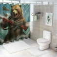 thumbnail image 7 of Shiartex  Funny Cool Humor Shower Curtain for Men Adults Ocean Summer Shark Bear Riding Surfing Animal Beach Blue Waves Boys Waterproof Polyester Fabric Bathroom Bathtub 69x72, 7 of 7
