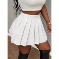thumbnail image 4 of White Pleated Mini Skirt With Crop Top Set Womens Casual A-Line Skirt, 4 of 7