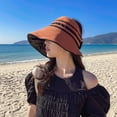 thumbnail image 4 of Women Sun Hat Stripe Contrast Color Sunscreen Bucket Hat, 4 of 7