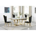 thumbnail image 3 of Pemberly Row Crownie Gold Faux Marble Pedestal Rectangle Dining Table (Seats 6), 3 of 3