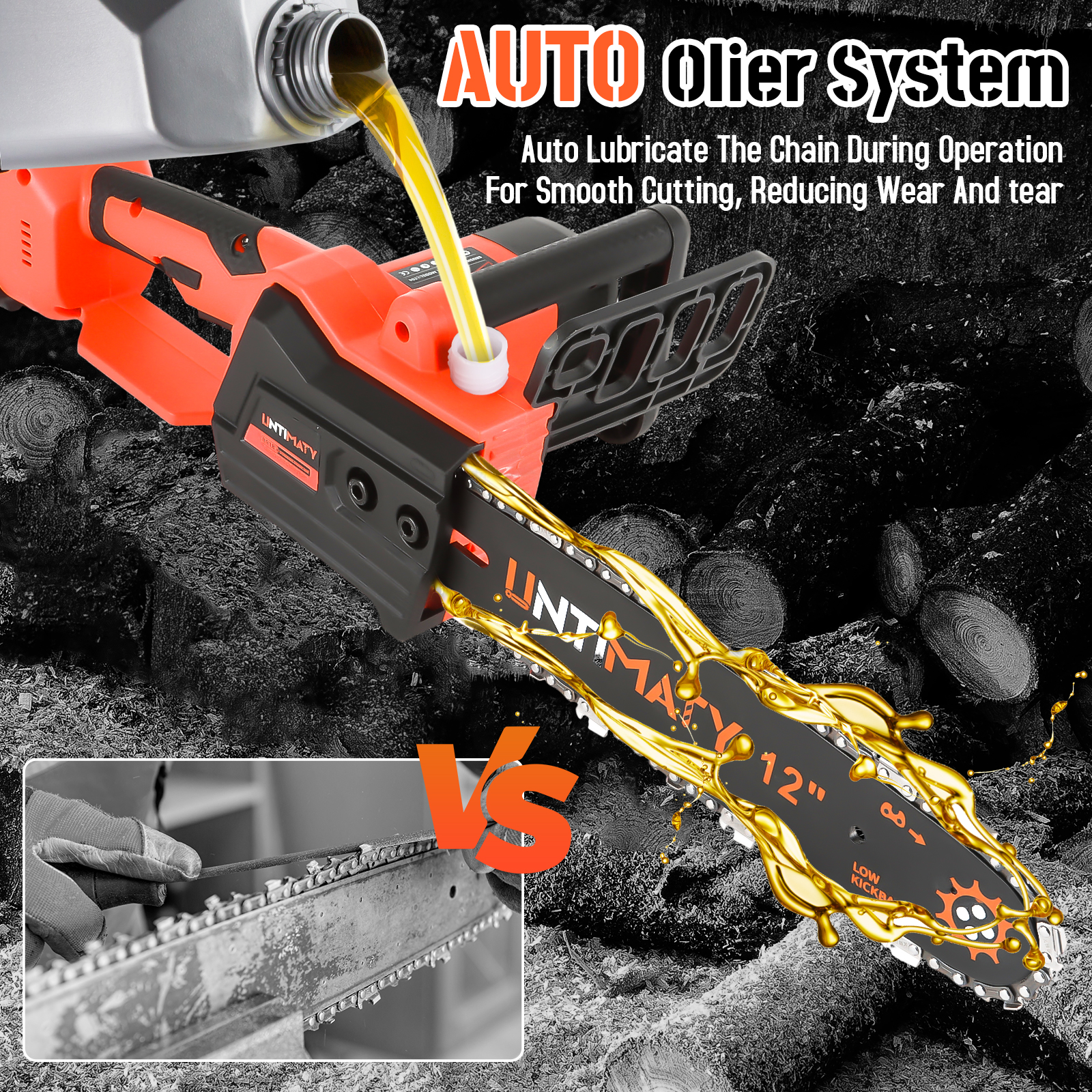 UNTIMATY Battery Chainsaw 12 inch Electric Chainsaw Cordless Chain Saw with Battery and Expending Pole for Wood Cutting and Tree Trimming