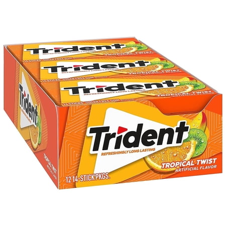 Trident Sugar Free Gum Tropical Twist 12 pack (18 ct per pack)