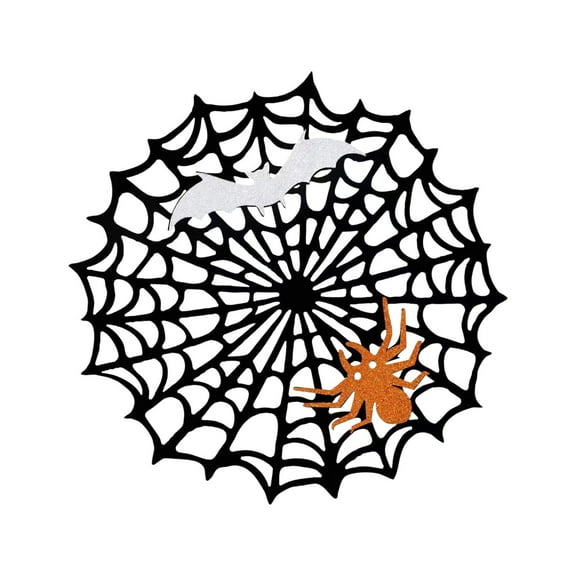 10PCS Felt Halloween Coasters Black Spider Web Non-Slip, Heat Resistant Table Mats for Home, Kitchen, Office, Party Decoration