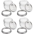 thumbnail image 3 of Wide Mouth Mason Jar 8 oz - (4 Pack) - Kerr Wide Mouth Mason Jars With Airtight lids and Bands + M.E.M Rubber Jar Opener Included, 3 of 3