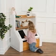 thumbnail image 3 of Step2 Harmony Toy Storage Box, Wood and Plastic, Shelves for Books, Toy Storage Bin with Chalkboard Lid and Clip, Easel and Toy Organizer in One, White, 3 of 7