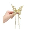 thumbnail image 4 of Mightlink Women Hair Claw Butterflies Decor Long Fringe Faux Pearls Hair Clips Girls Hairstyles Hair Decoration 1Pc, 4 of 5