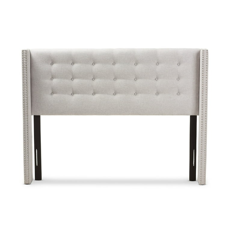 Baxton Studio Ginaro Modern And Contemporary Dark Grey Fabric Button-Tufted Nail head Queen Size Winged Headboard Baxton Studio Ginaro Modern And Contemporary Dark Grey Fabric Button-Tufted Nail head Queen Size Winged Headboard