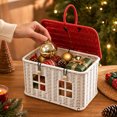 thumbnail image 5 of Christmas House Shaped Woven Storage Basket, Red & White Roof Decorative Organizer with Handle, Portable Holiday Desktop Container for Gifts Accessories & Home Decor, Festive Carrying Basket, 5 of 7