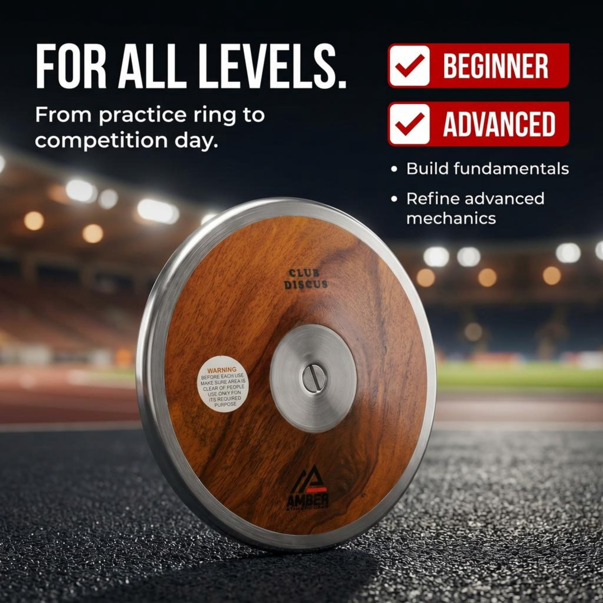Amber Sporting Goods Precision Wood Club Discus Balanced, Stable, Versatile Thrower's Companion Perfect for Track & Field Training and Competition