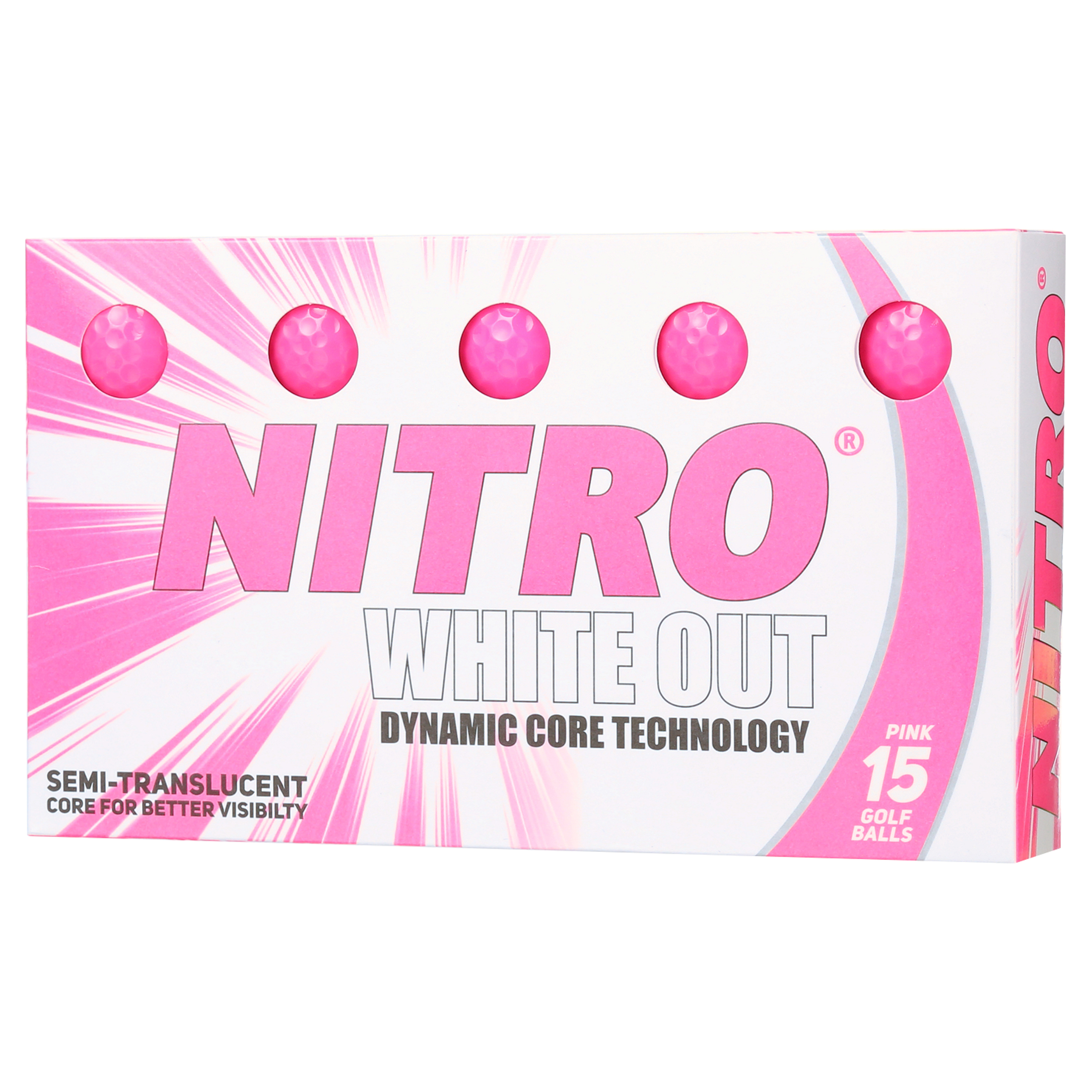 Nitro Golf White Out Golf Balls, 15-Pack, Pink photo 4