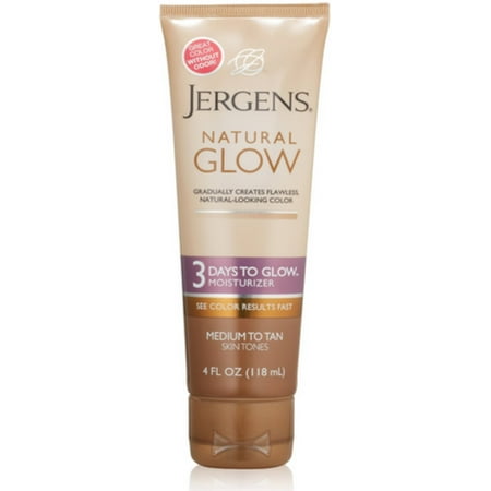 Jergens Natural Glow 3 Days to Glow Moisturizer, Medium to Tan 4 oz (Pack of 2)