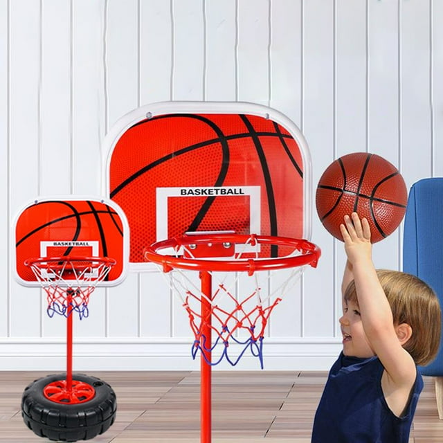 EGNMCR Panier de Basketball Mobile pour Enfants avec Base Remplissable Intérieur Extérieur Équipement de Jeu de Tir Portable Support de Basketball à Hauteur Réglable