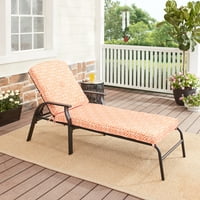 Mainstays Belden Park Cushion Steel Outdoor Chaise Lounge (Orange/White)