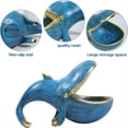 thumbnail image 1 of Estatua de Ballena, Estatuilla de Ballena de Resina, Divertido de Caramelo, Cuenco para Llaves para Mesa de Entrada, Mesa de Escultura de Boca Grande, Azul Marino, 1 of 5