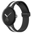 thumbnail image 1 of (Black White)For Google Pixel Watch Two-color Folding Buckle Silicone Watch Band AQGJ, 1 of 5