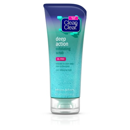 Clean & Clear Oil-Free Deep Action Exfoliating Facial Scrub, 7 (Best Drugstore Face Scrub For Dry Skin)