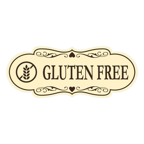 Designer Gluten Free Sign (Ivory/Dark Brown) - Large