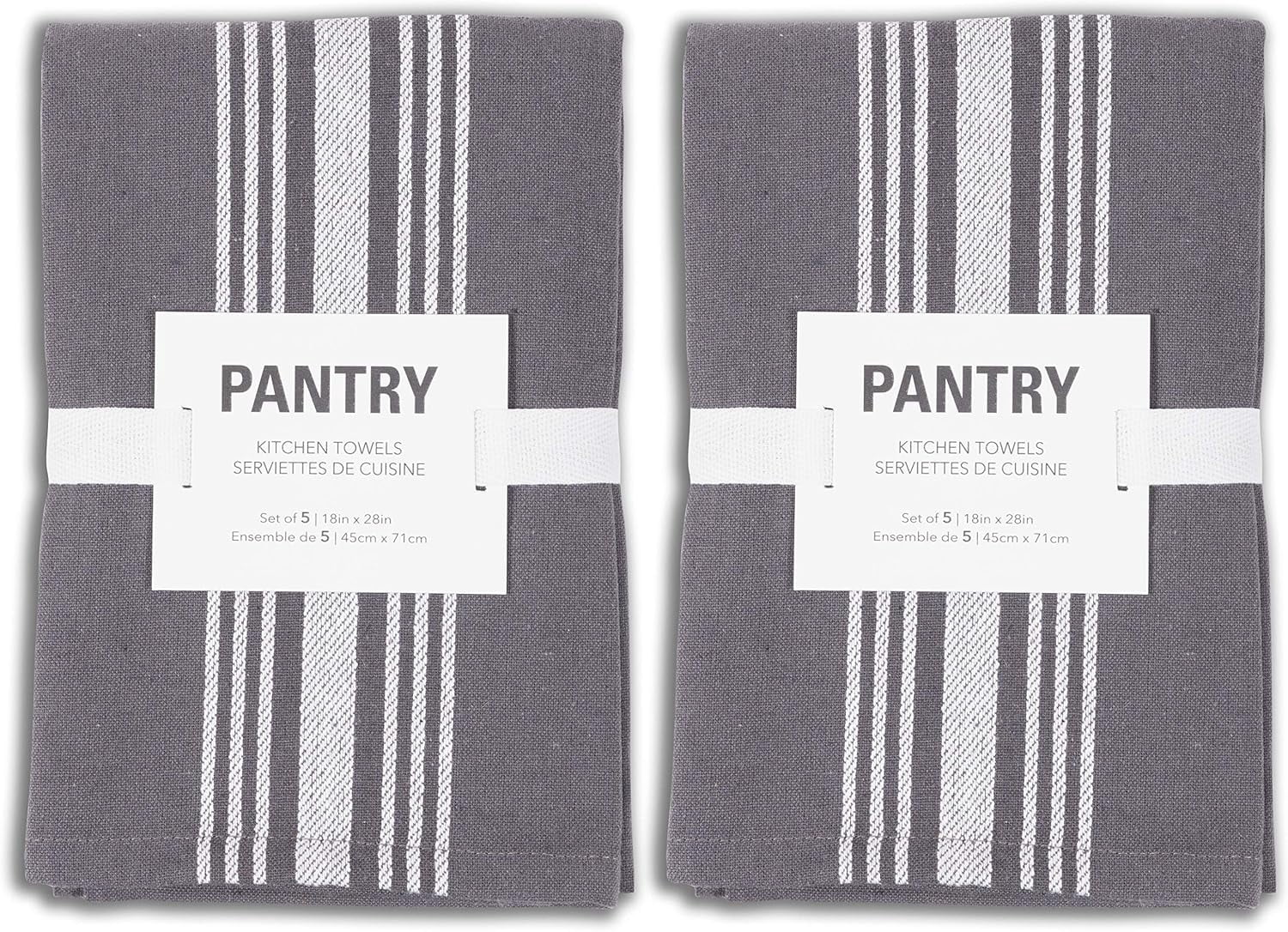 KAF Home Soho Kitchen Towels, Soft and Absorbent Flat Dish Towels, 18” x 28”, Charcoal, 10 Pack