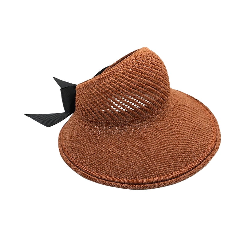 Straw Sun Hat,Foldable Wide Brim Visor,Bow Beach Headwear  display picture 1