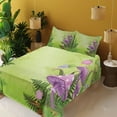 thumbnail image 3 of Ambesonne Landscape Fitted & Top Sheet Set with Shams, Mushroom Flower Magic, Green Purple, 3 of 5