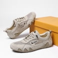 thumbnail image 5 of Pandaie Women's Men's Leather Mesh Trail Shoes for Hiking Walking Lightweight Breathable Barefoot Summer Sports Retro Sneakers Khaki,10, 5 of 7