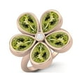 thumbnail image 2 of 7X5mm Pear Peridot 925 Sterling Silver Rose Vermeil Five Stone Daisy Flower Women Mother's Day Gift Ring, 2 of 3