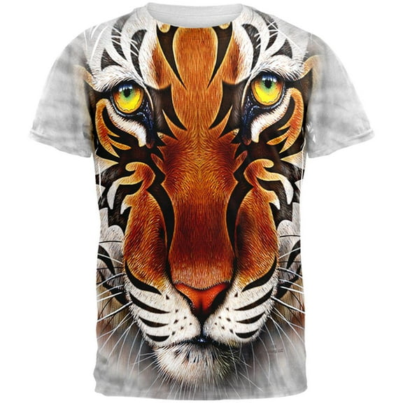 Tribal Tiger All Over Adult T-Shirt - 2X-Large