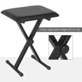 thumbnail image 4 of Adjustable Piano Bench, X-Style Folding Piano Stool with Padded Seat, Non-Slip Rubber Feet, Keyboard Chair, Black, 4 of 7