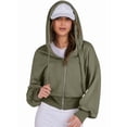 thumbnail image 3 of Sudaderas con Capucha y Cremallera para Mujer, Sudaderas , Casuales, Cómodas y Bonitas, Chaquetas con Cremallera, Conjuntos de Otoño A . Verde XL, 3 of 10