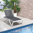 thumbnail image 2 of Outsunny Outdoor Chaise Lounge Chair, Patio Aluminum Tanning Chair with 5-Level Adjustable Back, Portable Wheels, Breathable Mesh Fabric, for Pool, Deck,  Garden, Blue, 2 of 10