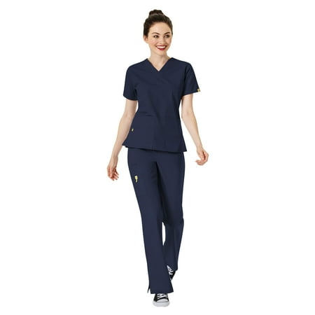

WonderWink Origins Women s The Bravo 5-Pocket Top & Romeo Flare Pant Scrub Set