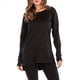 thumbnail image 3 of Sudadera de Mujer de Color Liso con Cuello Redondo, Larga y Abertura Frontal Corta y Trasera Larga Negro M, 3 of 8