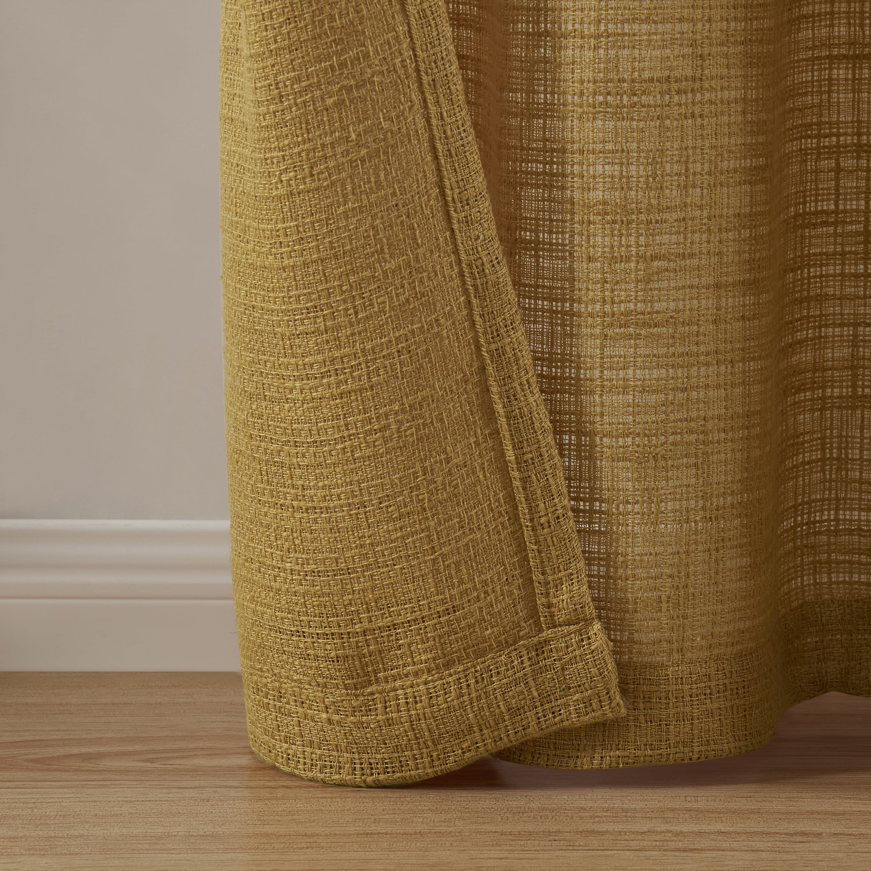 Better Homes & Gardens Woven Slub Rod Pocket Light Filtering Curtain Panel, 1-Piece, Gold, 52" W x 108" L