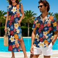 thumbnail image 2 of KUIFORTI Hibiscus Floral Couple Matching Outfits His and Hers Matching Outfits Vacation Lightweight Casual Beach Vacation Party Shirt 4-Way Stretch Suitable for Everyday Casual Wear, 2 of 7
