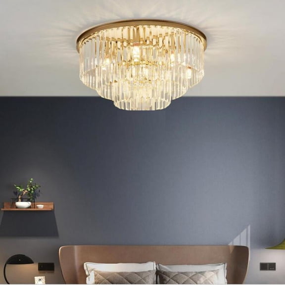 GMizon 24-inch luxury American ceiling lamp, 10-head bedroom ceiling lamp, dining room and living room lighting fixture (gold)