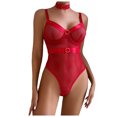 thumbnail image 3 of TSADFHJI Lingerie for Women Set Women Lingerie Sexy Clothing Fashion New Pattern Solid Color Simple Mesh Hollow Transparent Sexy Tight Underwear M Red, 3 of 9