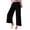Black, variant on Women's Casual High Waisted Split Hem Wide Leg Loose Fit Cropped Pants With Cuffed Hem, Size S-XL
