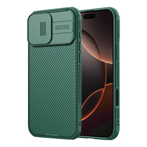 Funda Nillkin para iPhone 16 Pro Max, cámara deslizante verde de 6,9 pulgadas