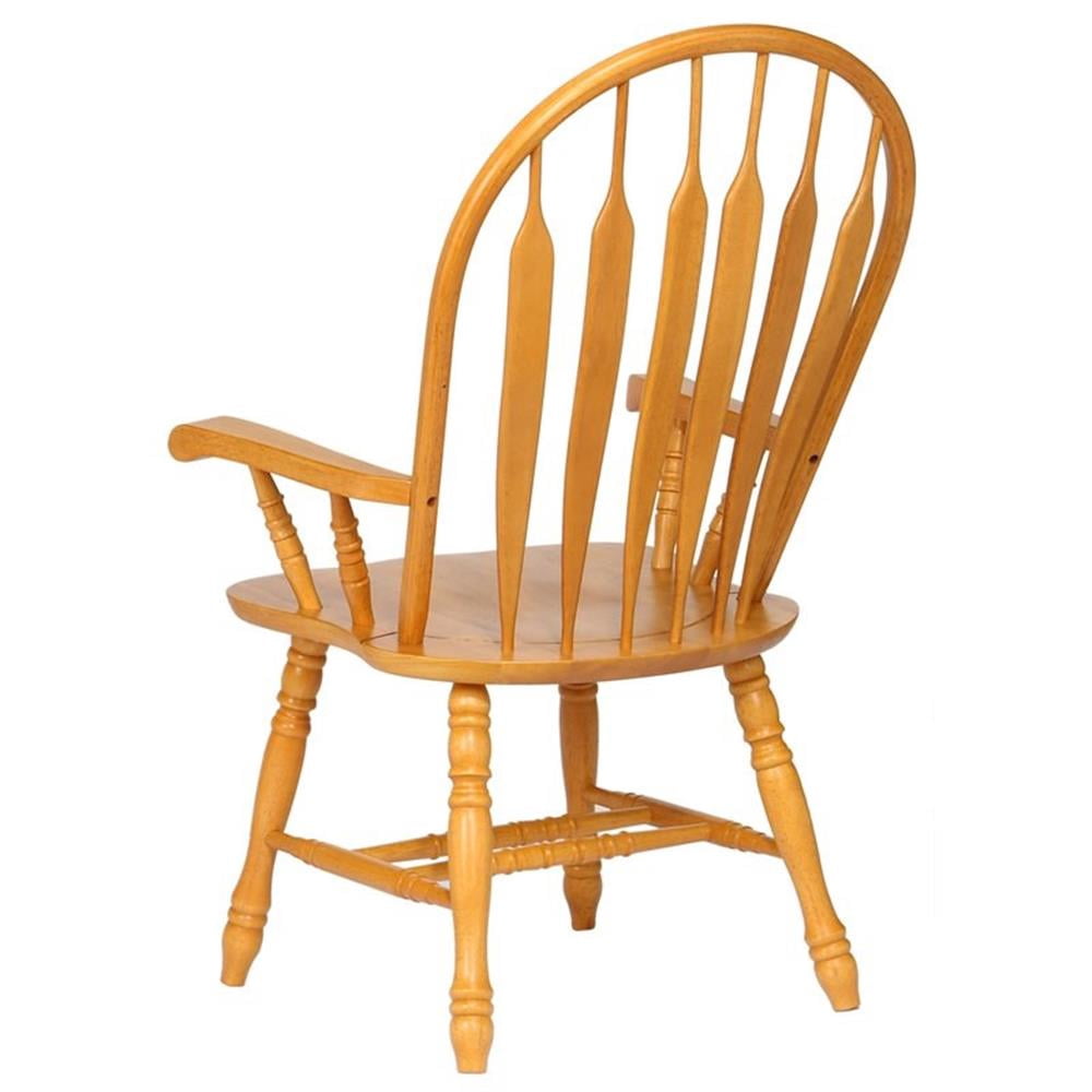 Pemberly Row Dining Chair with Arms Light Oak Solid Wood Armchair