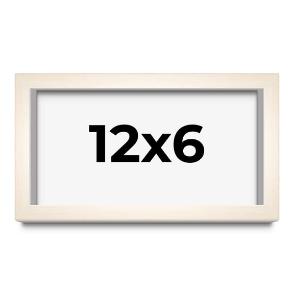 12x6 Shadow Box Cream of Wheat White Washed Display Frame | 0.875 Inches Deep Solid Wood Shadowbox