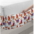 thumbnail image 2 of Fox Bed Skirt, Snow Foxes with Winter Sweaters and Scarf Cartoon Vulpe Friends in Cozy Environment, Elastic Bedskirt Dust Ruffle Wrap Around for Bedding Decor, 4 Sizes, Multicolor, by Ambesonne, 2 of 2