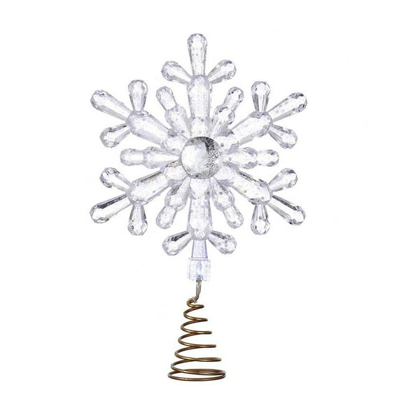 Acrylic Snowflake Lighted Battery Operated Christmas Tree Topper 12 Inch D3218