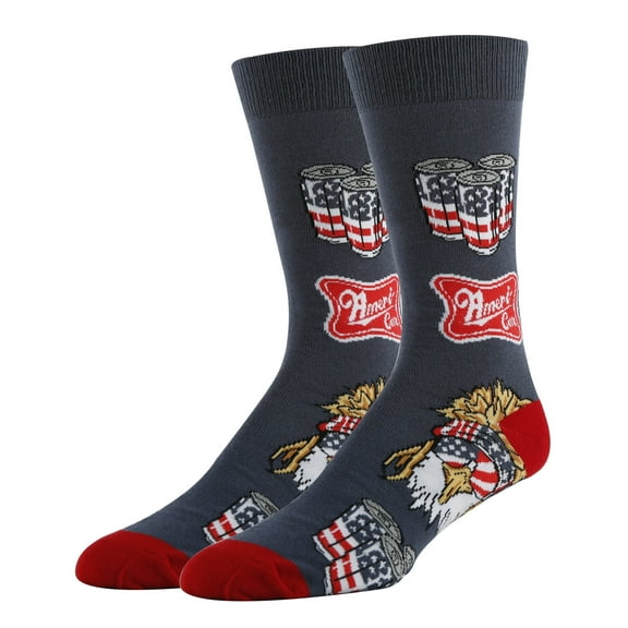 OoohYeah Men's Bald Eagle Patriotic Crew Socks, Funny Novelty Dress Socks, Ameri Can