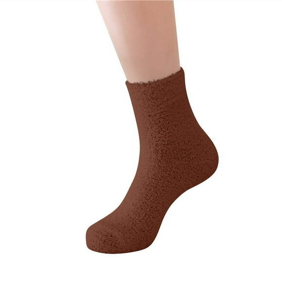 Clearance Sale Ukumplol Ankle Socks for Women Crew Socks for Women Fuzzy Cozy Slipper Socks Warm Soft Winter Plush Home Sleeping Socks Heated Socks Coffee One Size