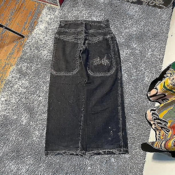 Baggy Jeans Hip Hop Rock Embroidery Pattern Men Women 2024 New Fashion Streetwear Retro Harajuku High Waist Wide Leg Jeans