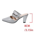 thumbnail image 4 of Women Kitten Heel Sequin Mules Rhinestone Bow Sandals Pointed Toe Heeled Mule Slip On Low Heels Slipper Glitter Mesh Wedding Bridal Shoes Pointed Toe Low Stiletto Heel Dress Pumps Shoes, 4 of 9