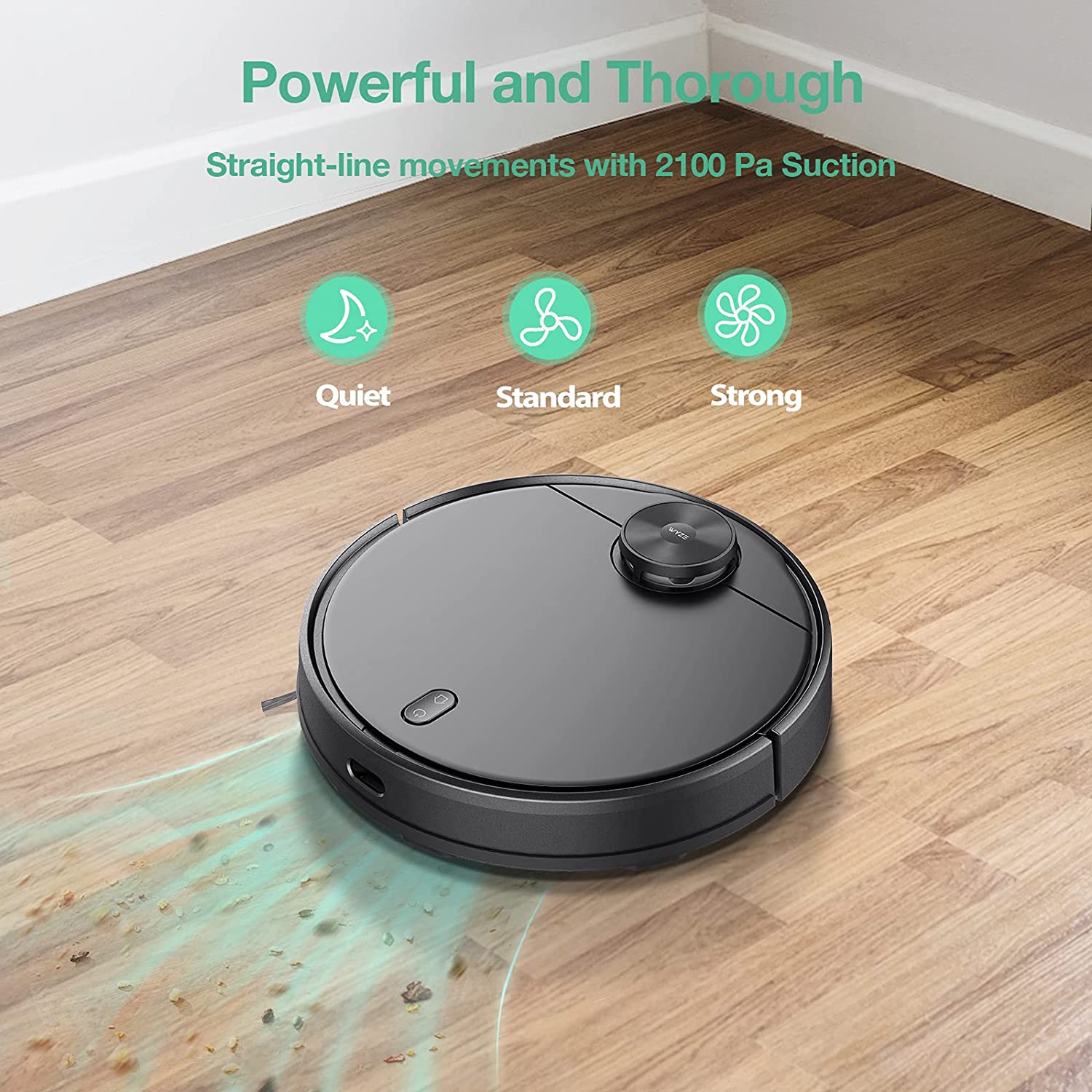 Wyze Robot Vacuum with LiDAR Room Mapping, 2,100Pa Strong Suction, Straight-line Movements, Virtual Walls, Ideal for Pet Hair, Hard Floors and Carpets, Wi-Fi Connected Robotic Vacuum & Self-Charging - image 3 of 8